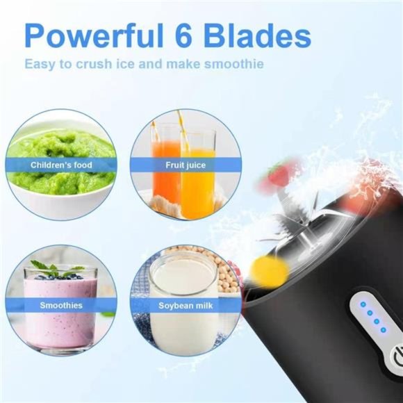 Personal Size Portable Blender - 17Oz USB Rechargeable Blender with 6 Blades - Picture 4 of 7